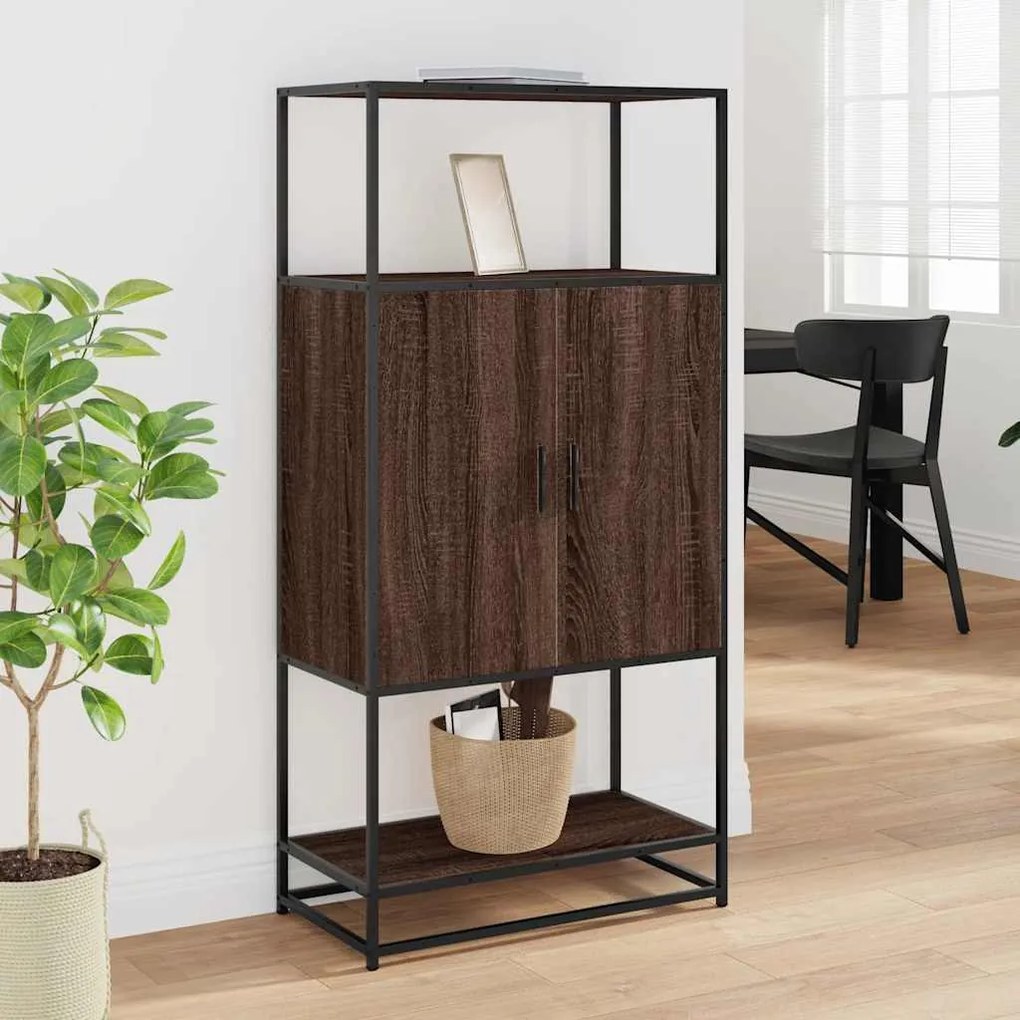 Magastábla barna tölgy 68x35x139 cm műanyag fa és fém