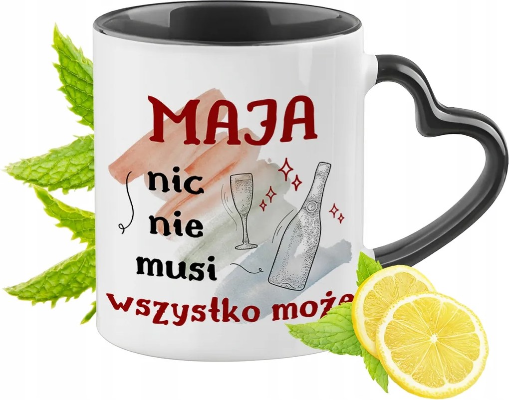 Mai Bögre Fekete Szív Alakú Füllel Ajándék Nyomtatott