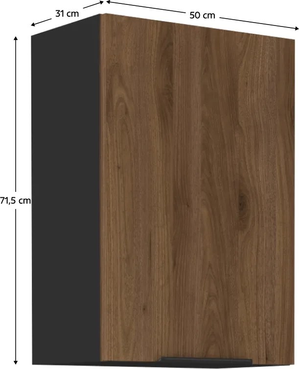 Felső szekrény, okapi dió/fekete, MENZO 50 G-72 1F