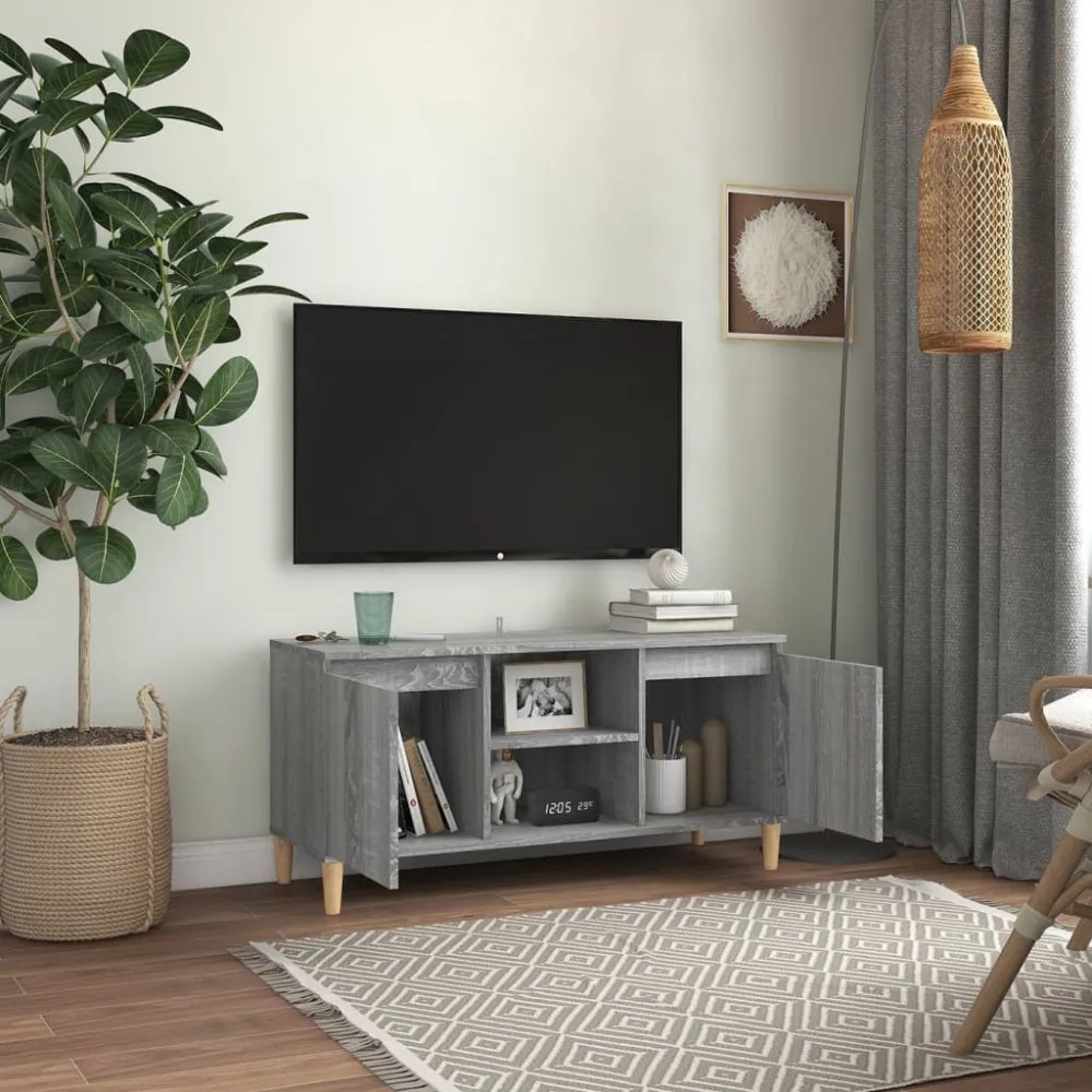 szürke sonoma színű TV-szekrény tömör falábakkal 103,5x35x50 cm