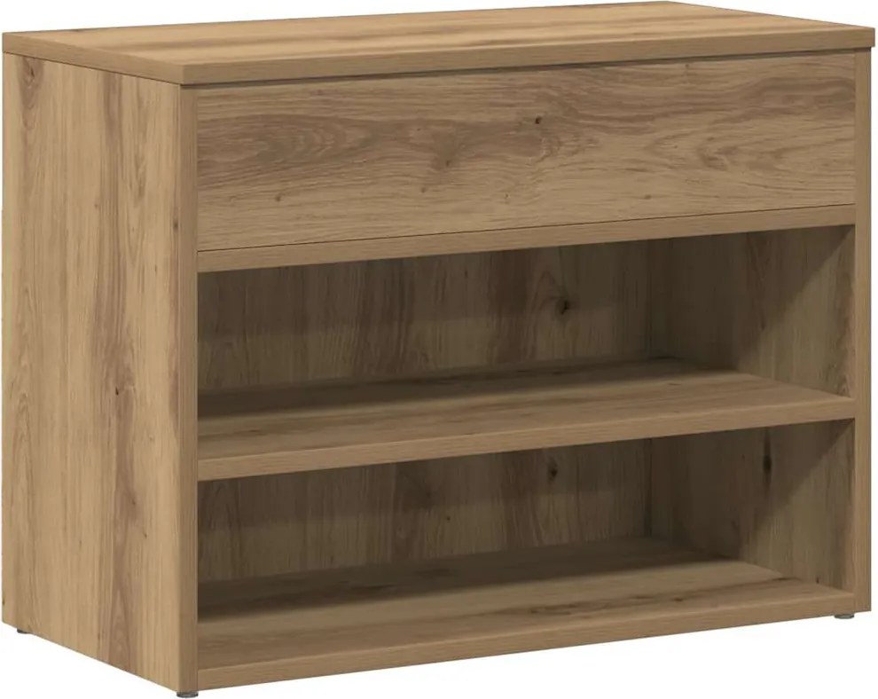 vidaXL kézműves tölgy színű szerelt fa cipőtároló pad 60 x 30 x 45 cm