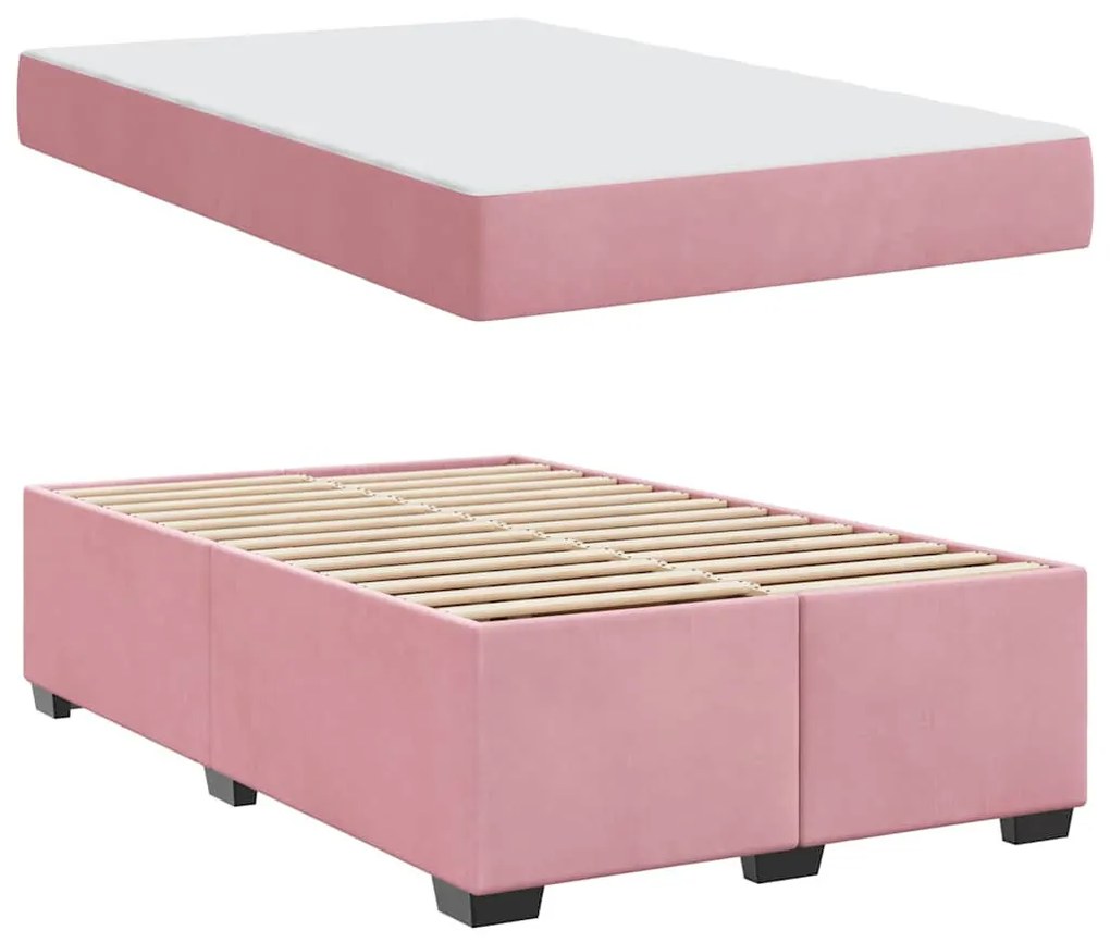 Ágykeret matraccal matracmal Rózsaszín 120 x 200 cm Bársony