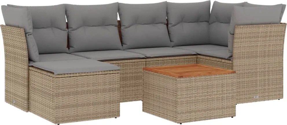 vidaXL 7 részes vegyes bézs polyrattan kerti ülőgarnitúra párnákkal