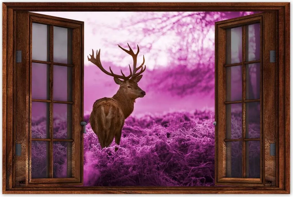 Poszterek 90x60 Szarvas a lila erdőben