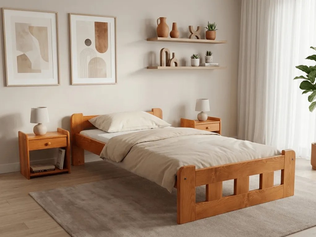 Naomi magasított ágy 90x200 cm, égerfa Ágyrács: Ágyrács nélkül, Matrac: Sommera 18 cm matrac