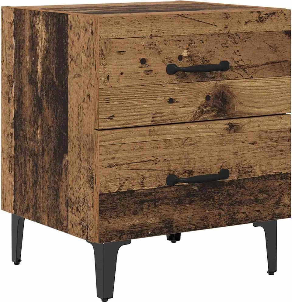 vidaXL Ágyat tartó szekrény fiókkal Öreg fa 40 x 35 x 47,5 cm Faanyag