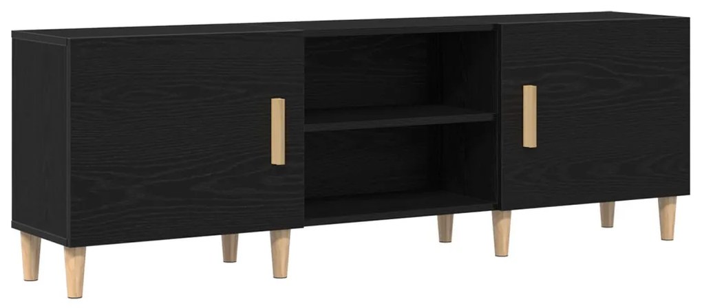 TV Állvány - Fekete Tölgy, 150x30x50 cm, Mérnöki Fából készült