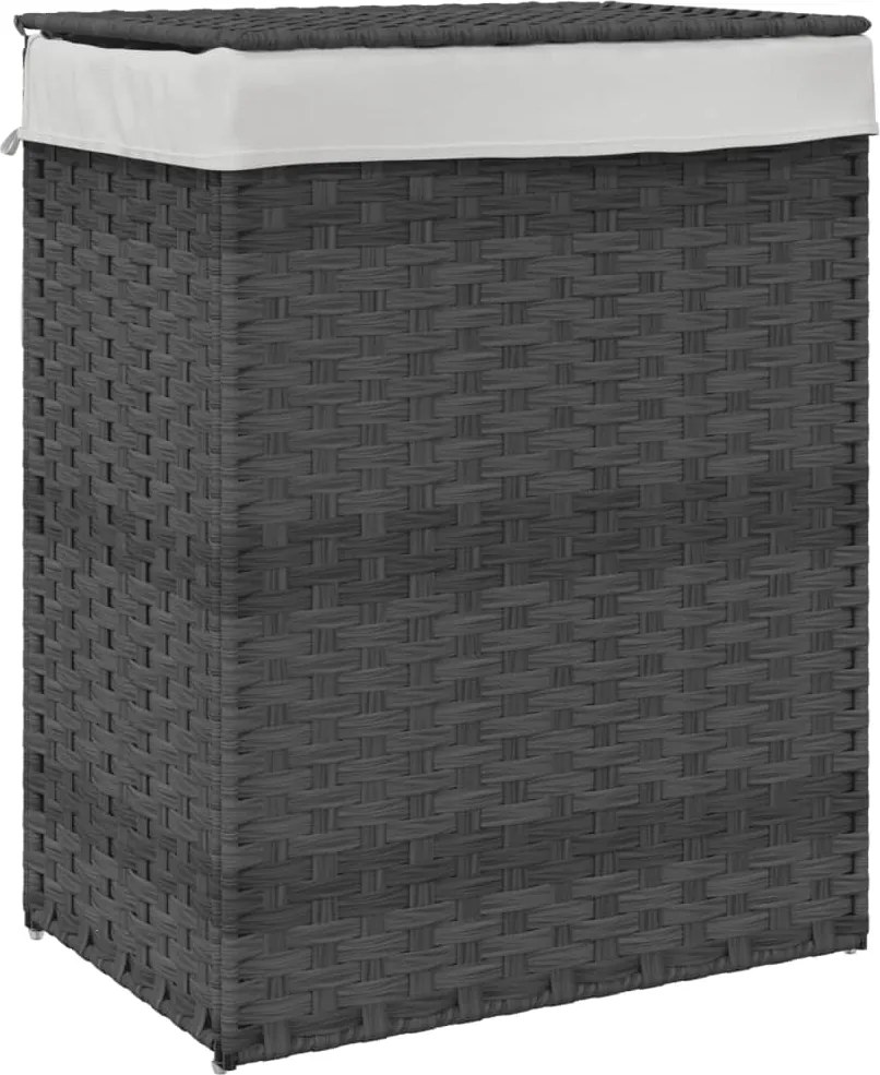 vidaXL szürke polyrattan szennyeskosár fedéllel 46x33x60 cm