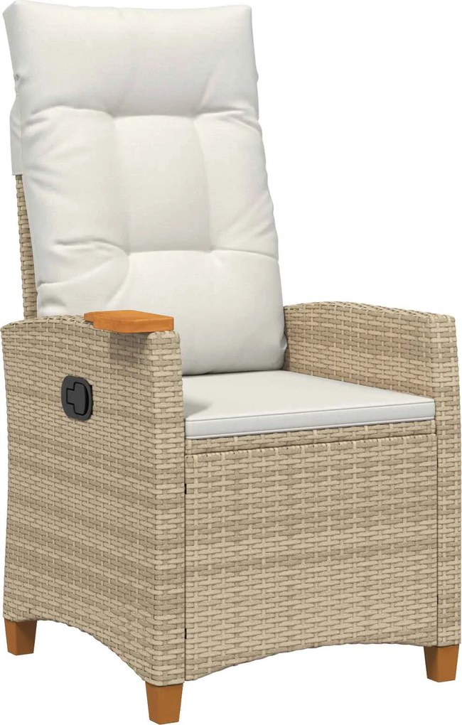 vidaXL Dönthető szék tea tállal párnával 62 x 64 x 112 cm polirattan