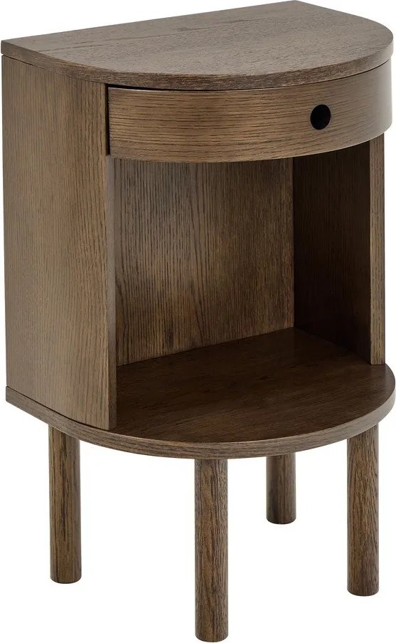 Sötét natúr színű éjjeliszekrény tölgyfa dekorral Paron – Actona