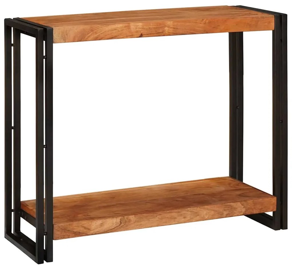Konzolasztal polcokkal Barna 90 x 33 x 75 cm tömör akácfa