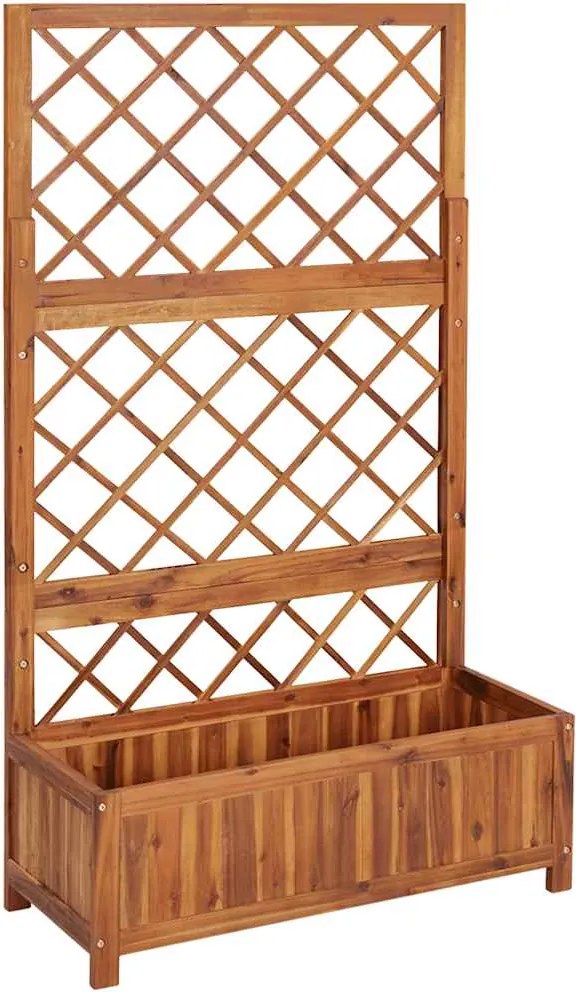 vidaXL tömör akácfa magaságyás ráccsal 85 x 38 x 150 cm