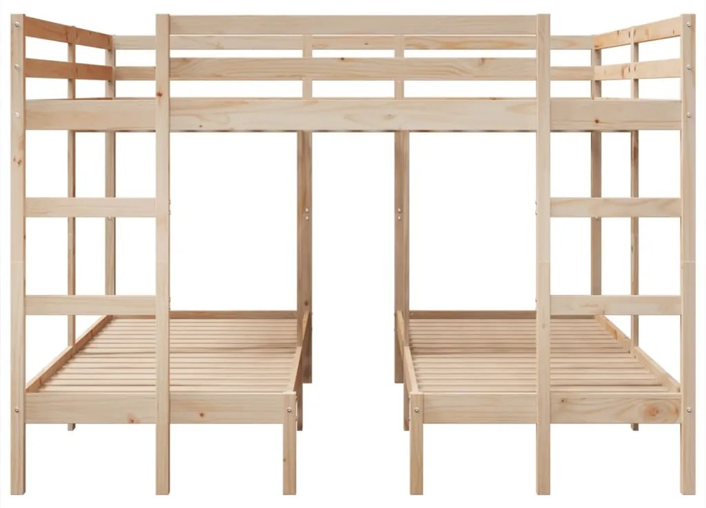tömör fenyőfa tripla emeletes ágykeret 200x200/80x200 cm
