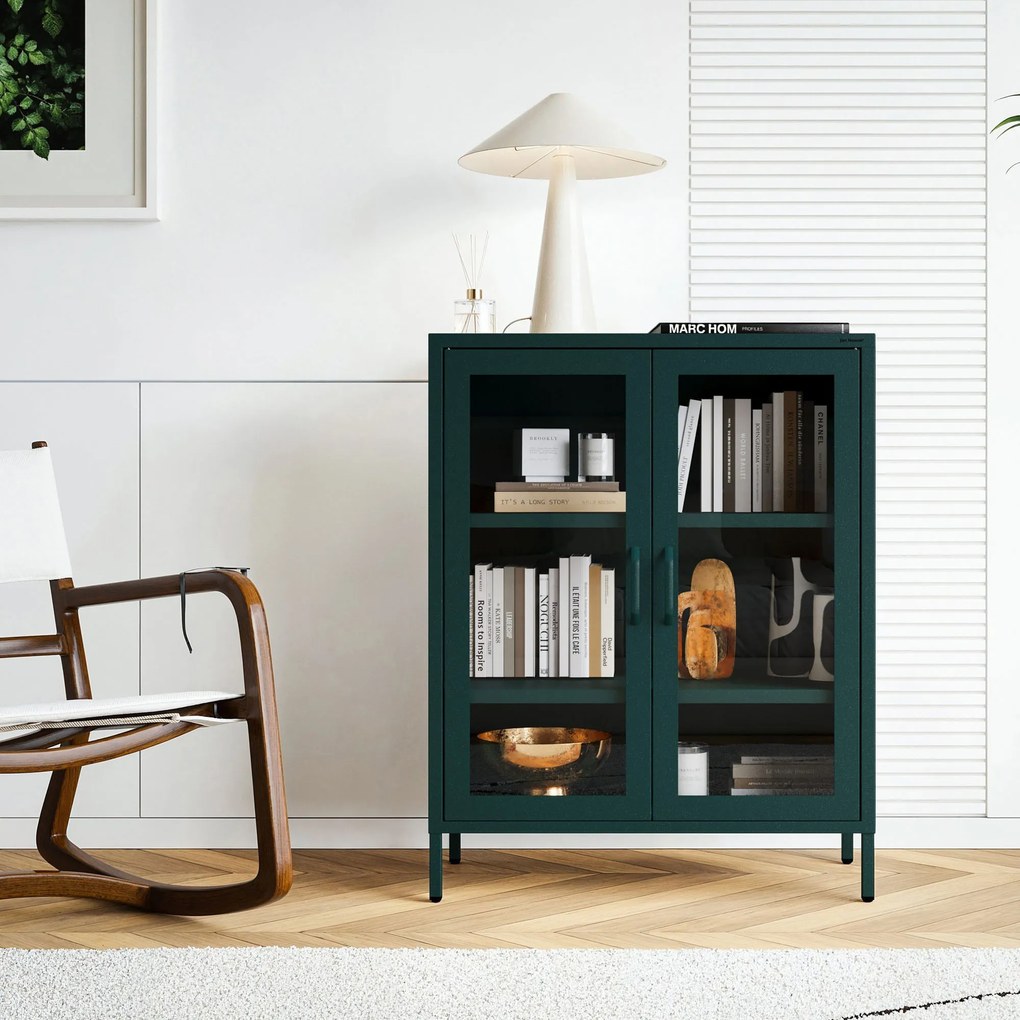 Vitrin GINA, 800 x 1015 x 400 mm, Modern: palack zöld