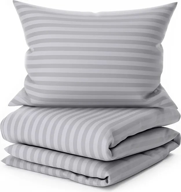 JASMINE mikroszálas szállodai ágyneműhuzat, világosszürke – 2 cm-es csíkos Ágyneműhuzat mérete: 70 x 90 cm | 140 x 200 cm
