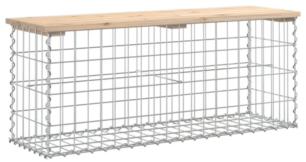 tömör fenyőfa gabion kerti pad 103x31,5x42 cm
