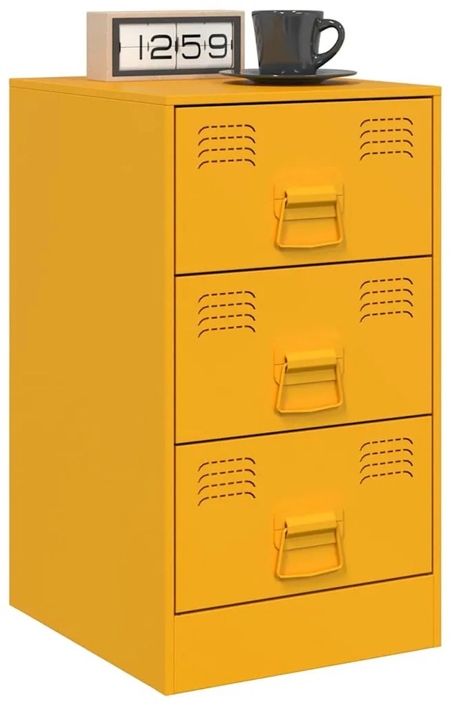 2 db mustársárga acél éjjeliszekrény 34,5 x 39 x 62 cm