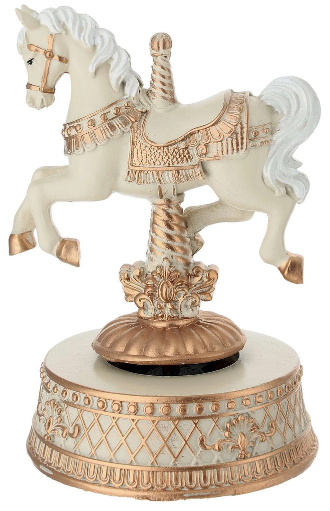 Karácsonyi Körhinta alakú ló zenélő doboz 16 cm