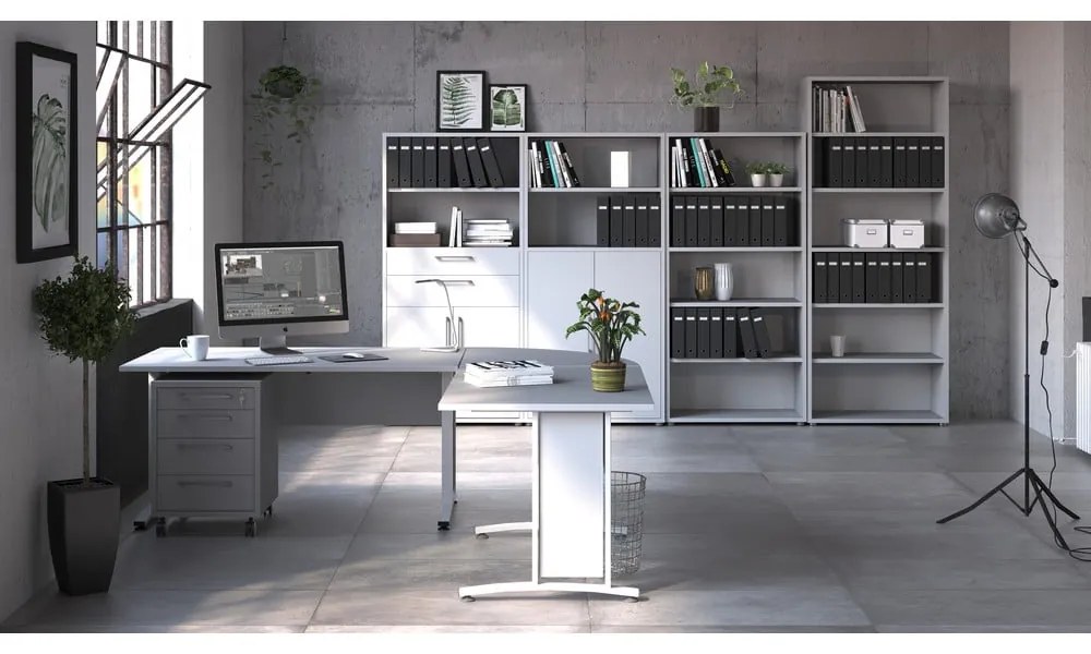 Fehér moduláris könyvespolc 89x222 cm Prima – Tvilum