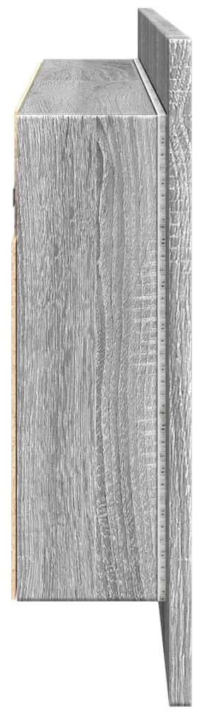 szürke sonoma LED-es tükrös fürdőszobaszekrény 100 x 12 x 45 cm