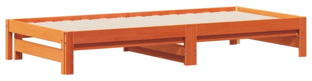 viaszbarna tömör fenyőfa kihúzható kanapéágy 90 x 190 cm