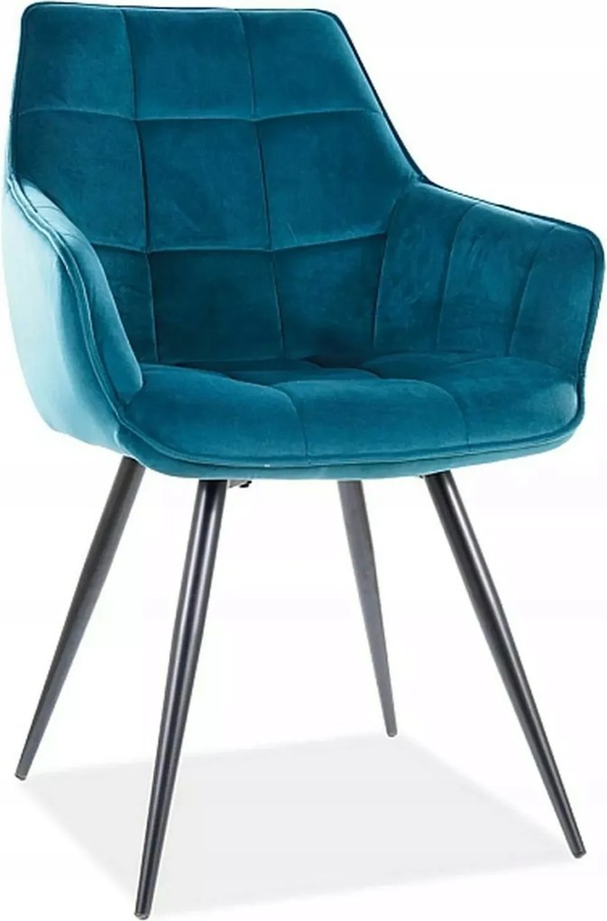 Kárpitozott szék Liliom Velvet fekete/türkiz Sig nappaliba