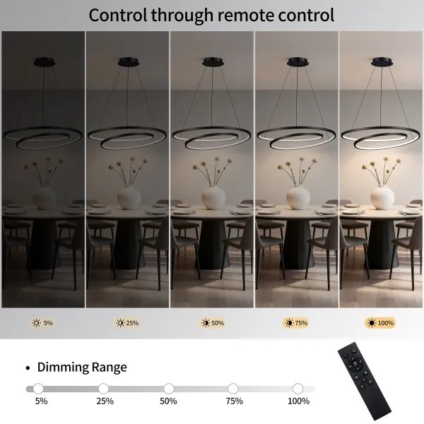 Brilagi-LED Dimmelhető kábeles csillár TWISTER LED/105W/230V átm. 100 cm fekete + távirányító