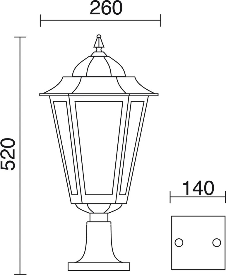 NOVOLUX 096L-G05X1A-01 Klasszikus Kültéri Állólámpa Fehér, Átlátszó E27 IP43