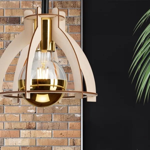 Felületre szerelhető csillár LANDO 1xE27/15W/230V bükkfa