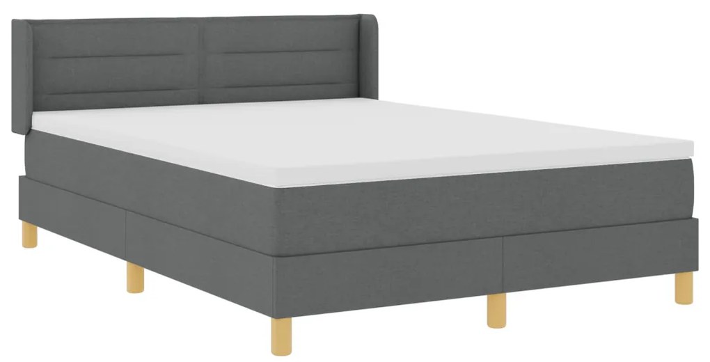 Boxspring ágy matrac nélkül, sötétszürke – 140 x 190 cm, textil