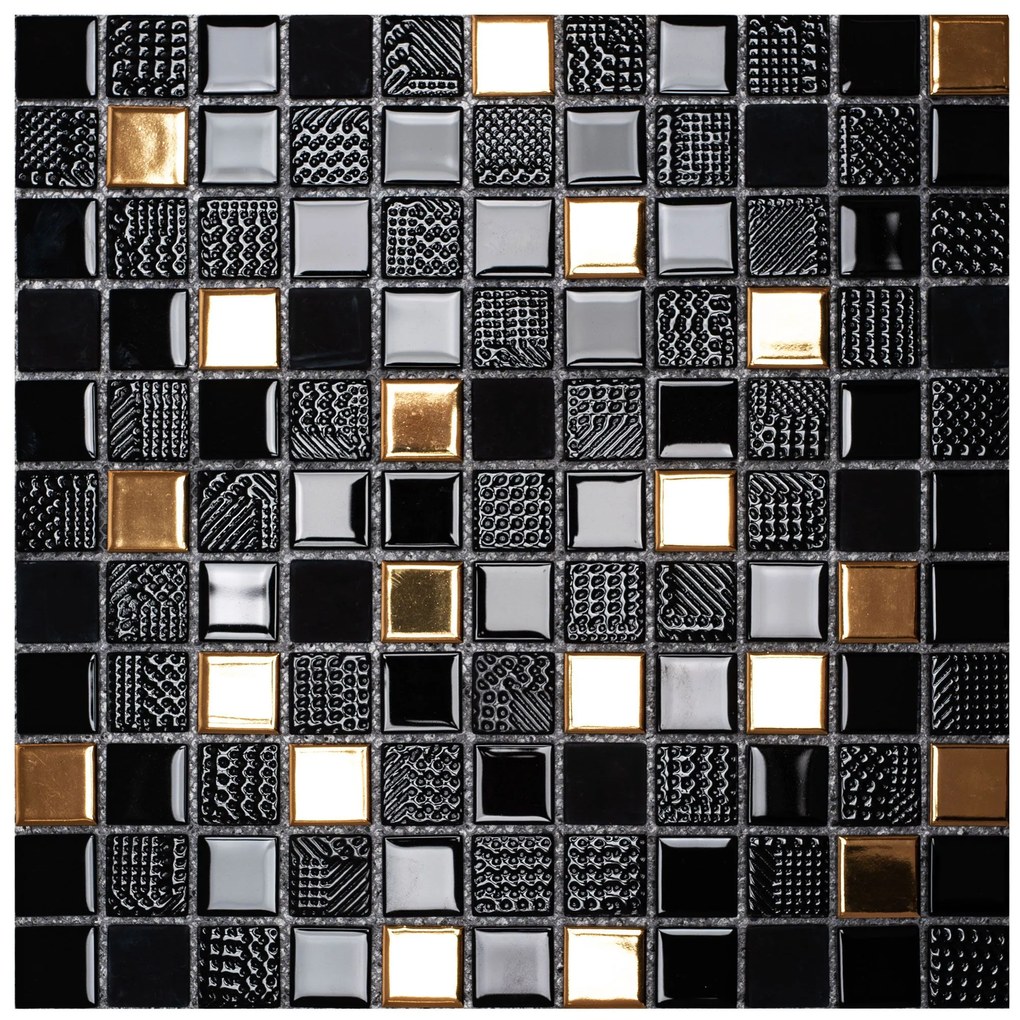 Mozaik dekorcsempe  322155 Black Gold