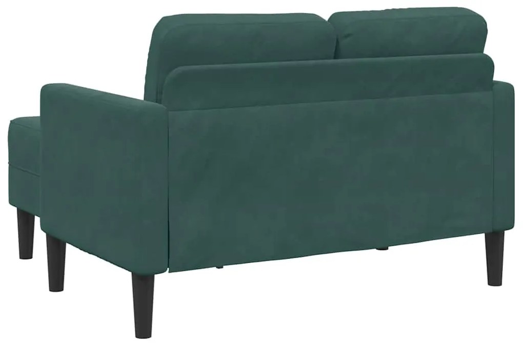 sötétzöld bársony 2 üléses kanapé L-alakú kanapéval 125 cm
