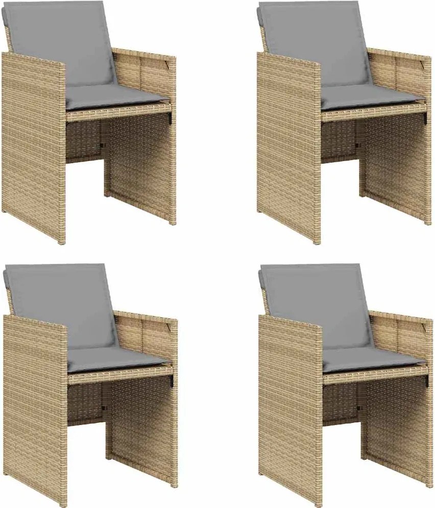 vidaXL 4 db vegyes bézs polyrattan kerti szék párnával
