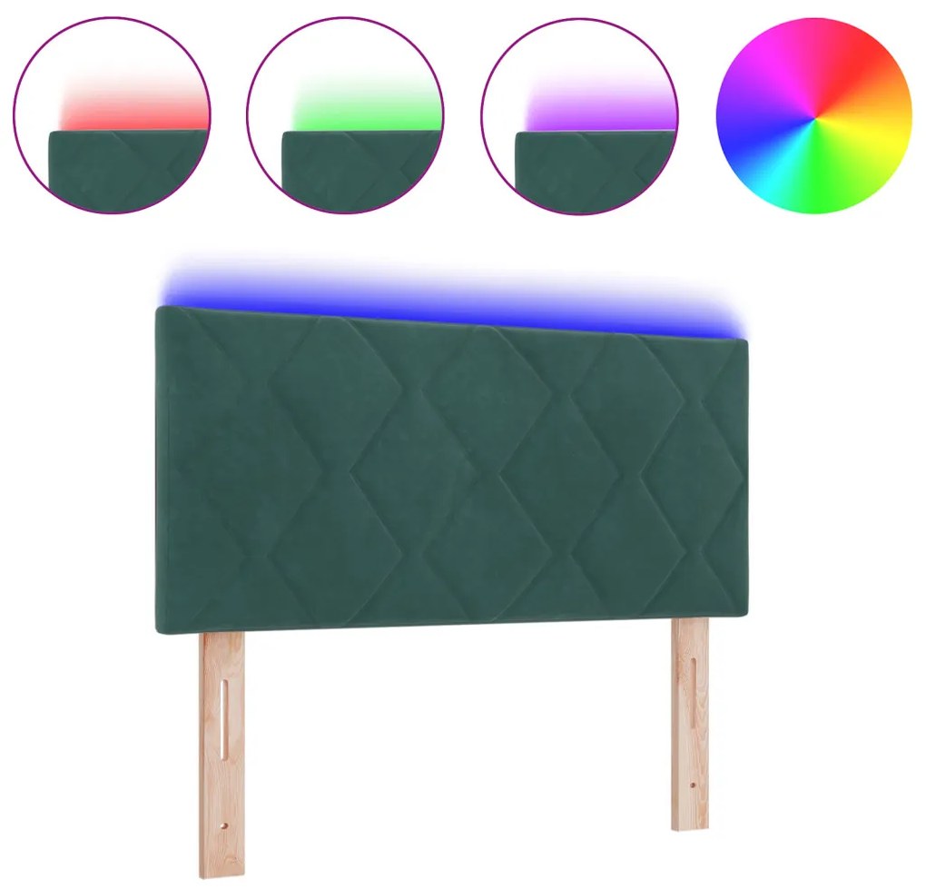 LED Fejtámla LED -es lámpákkal Sötétzöld 100 cm Bársony