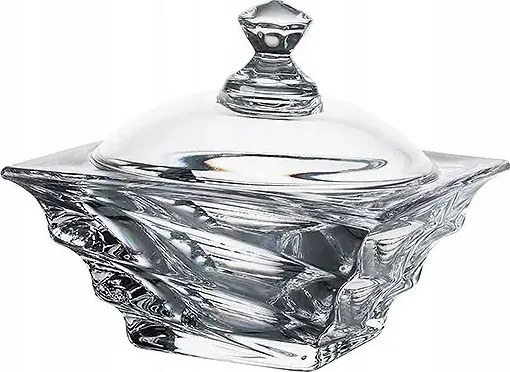Bohemia Casablanca Cukortartó Üveg Fedéllel Kristály Cukor 11,5 cm