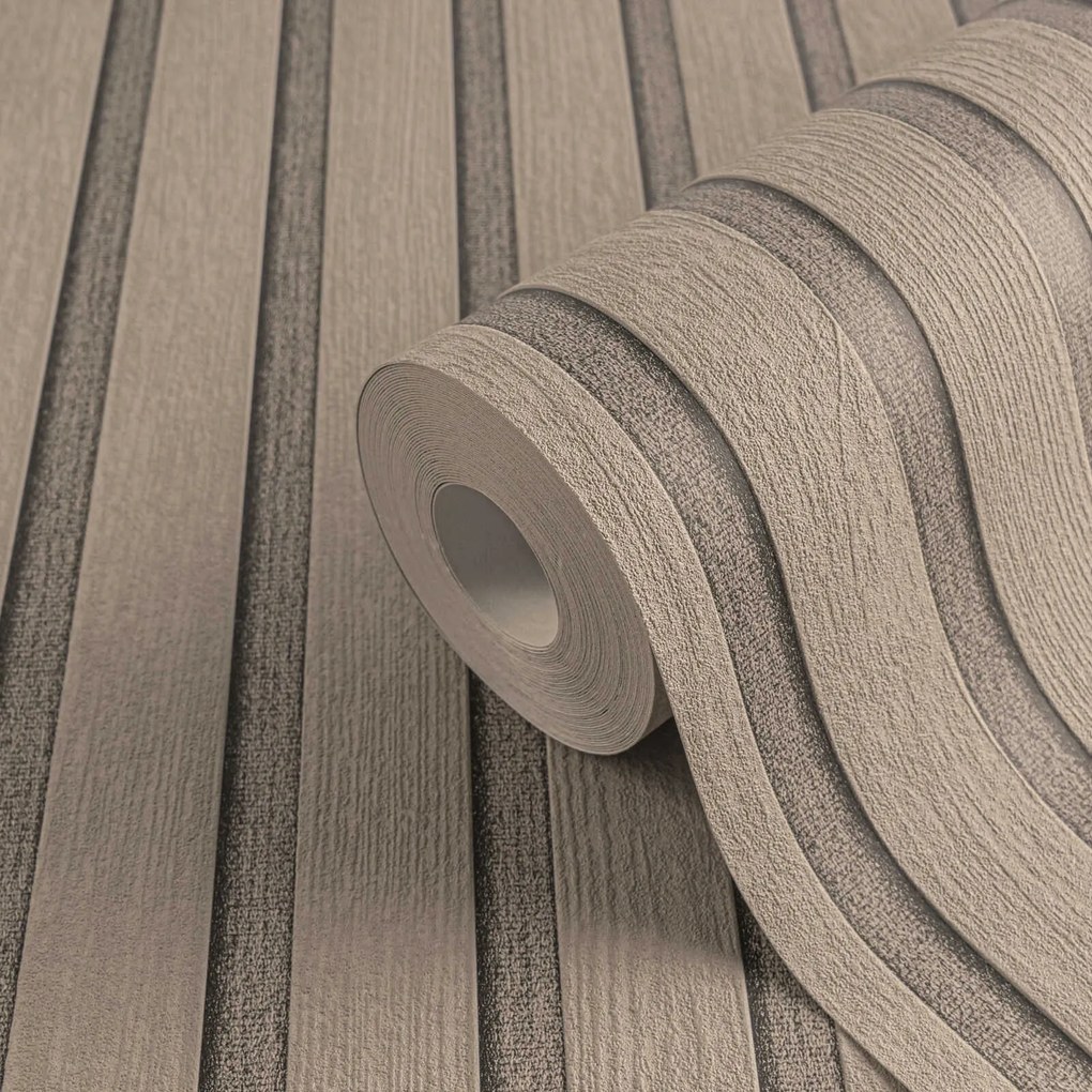 Tapéta Domború 3D lamellák Vastag tapéta Fa és szövet utánzat