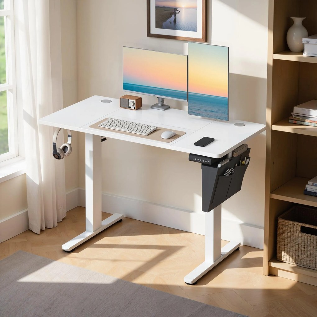 Állítható elektromos íróasztal 4 memória magassággal, 120x60cm, fehér