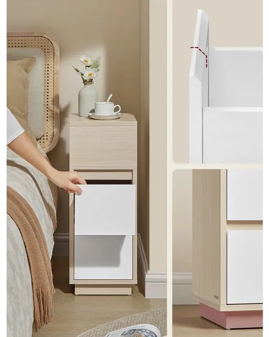 Lerakóasztal 25 × 30 × 65 cm, MDF, fehérített tölgy ANT-E1065 BUK