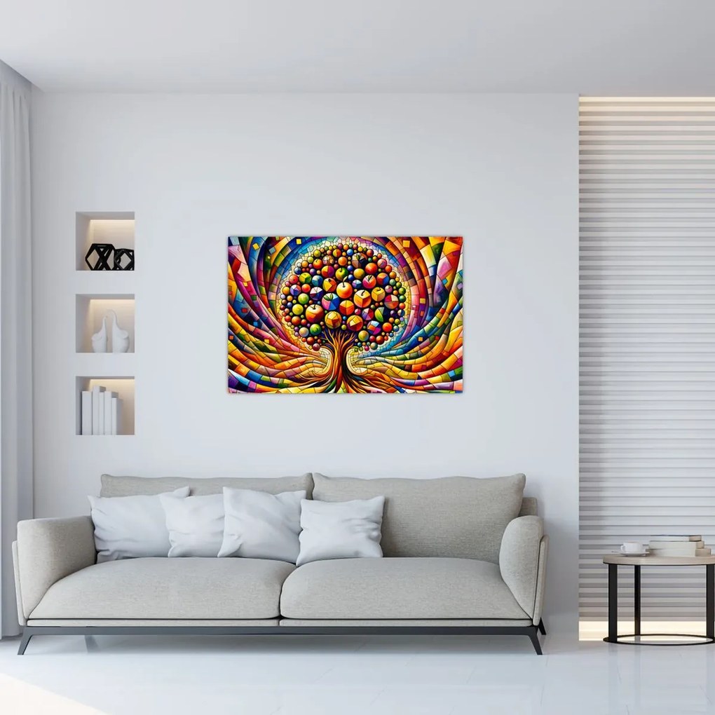 Kép – Színes fa almákkal (90x60 cm)