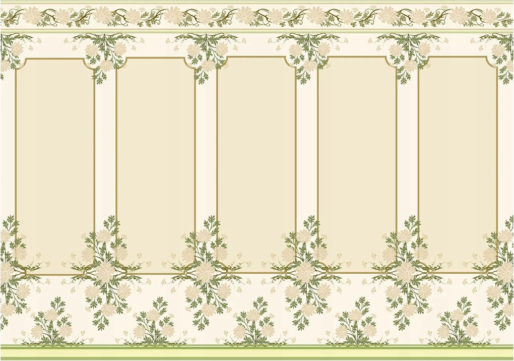 Fotótapéta Virágok arany bézs panelek elegancia vonalak 300x210 +ragasztó