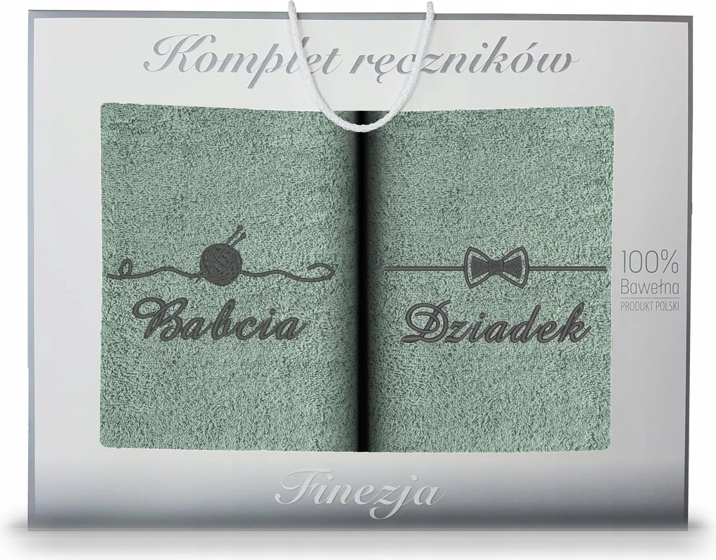 Hímzett Törölköző Szett 2DB 70x140 Nagymama Napja Nagypapa Világos Hamu