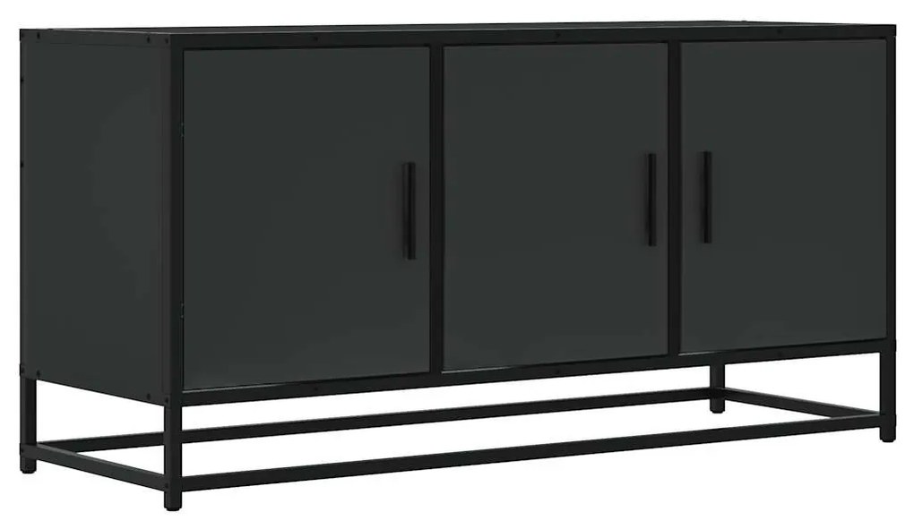 fekete szerelt fa és fém TV-szekrény 100x35x50 cm
