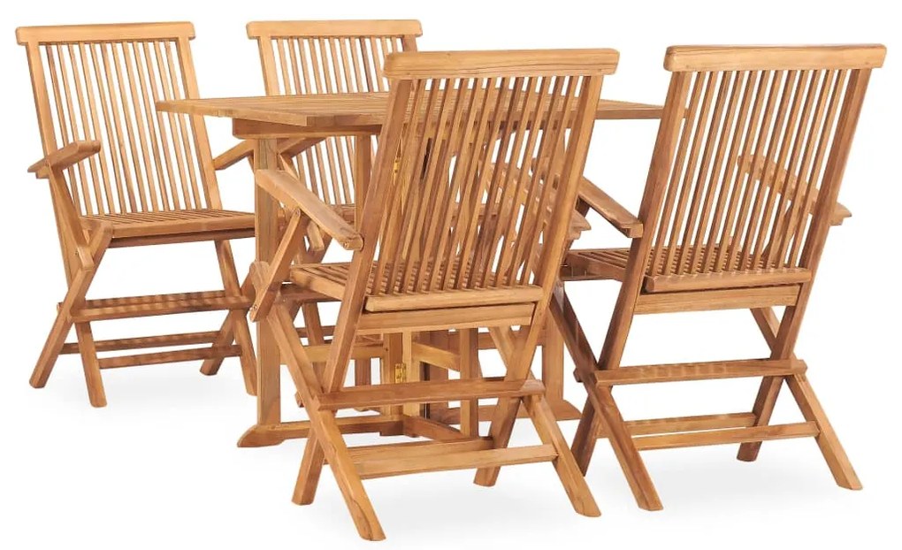 vidaXL 5 részes kültéri összecsukható tömör tíkfa étkezőgarnitúra