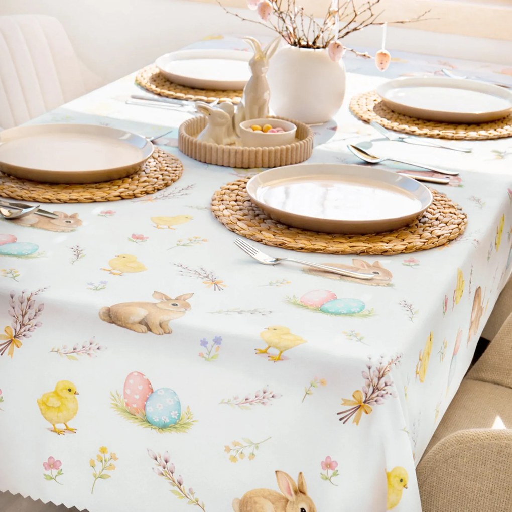 Goldea húsvéti szögletes teflonos asztalterítő - vidám húsvét 100 x 100 cm