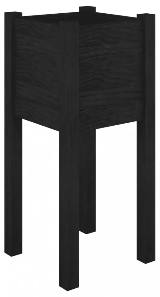 2 db fekete tömör fenyőfa kerti virágtartó 31 x 31 x 70 cm