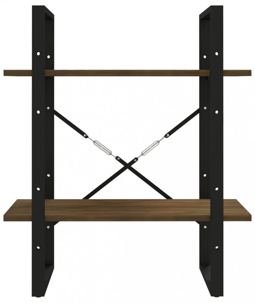 2-szintes barna tölgyszínű szerelt fa könyvszekrény 60x30x70 cm