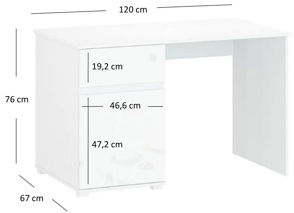 PC asztal Leona (fényes fehér). Akció -17%. 1053015