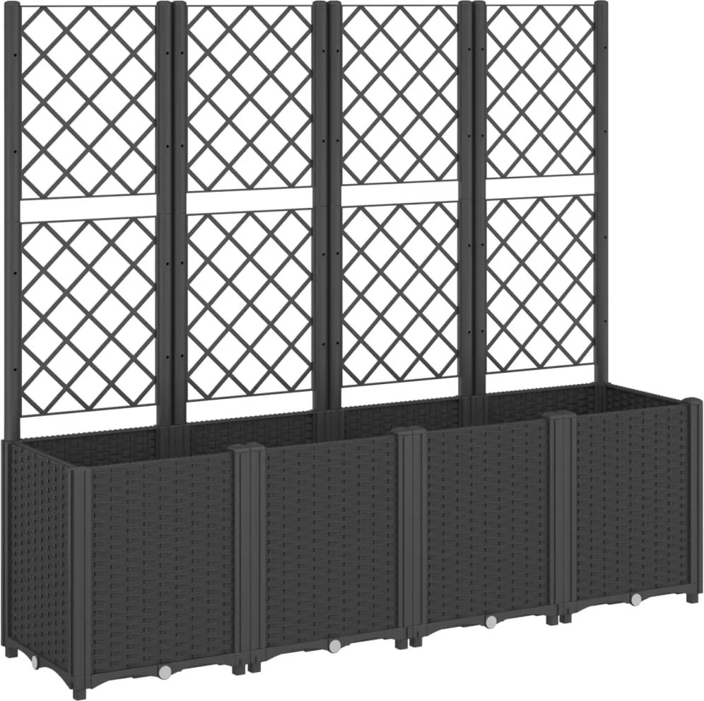 vidaXL fekete polipropilén rácsos kerti ültetőláda 160 x 40 x 140 cm