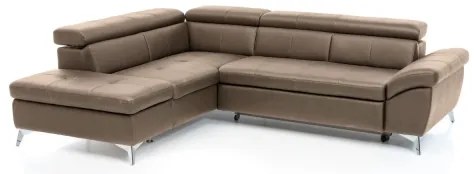 Bőrkárpitos, balos, L-alakú SALERNO II sarokkanapé barna