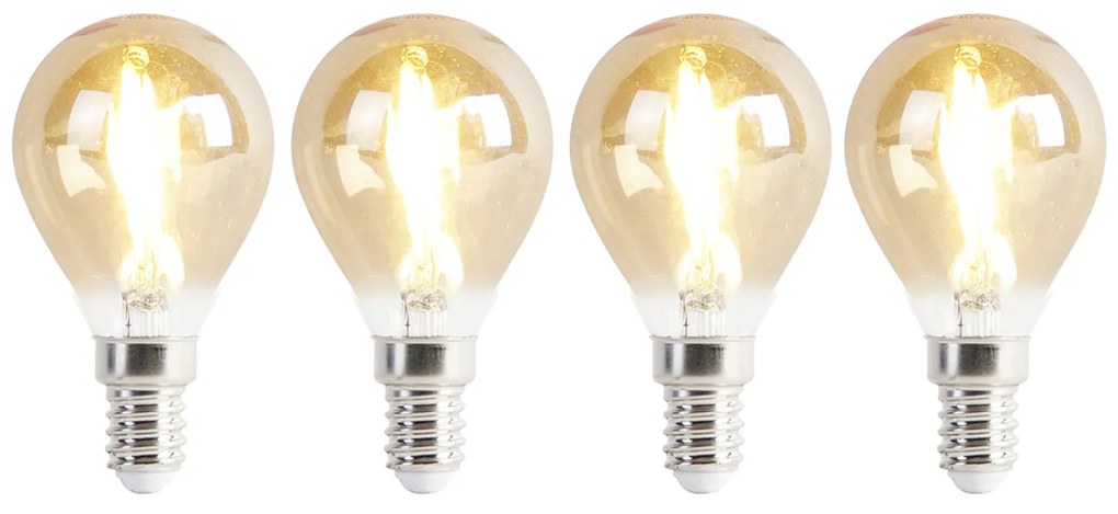 4 db E14-es LED izzó készlet P45 arany 2W 180lm 2100K